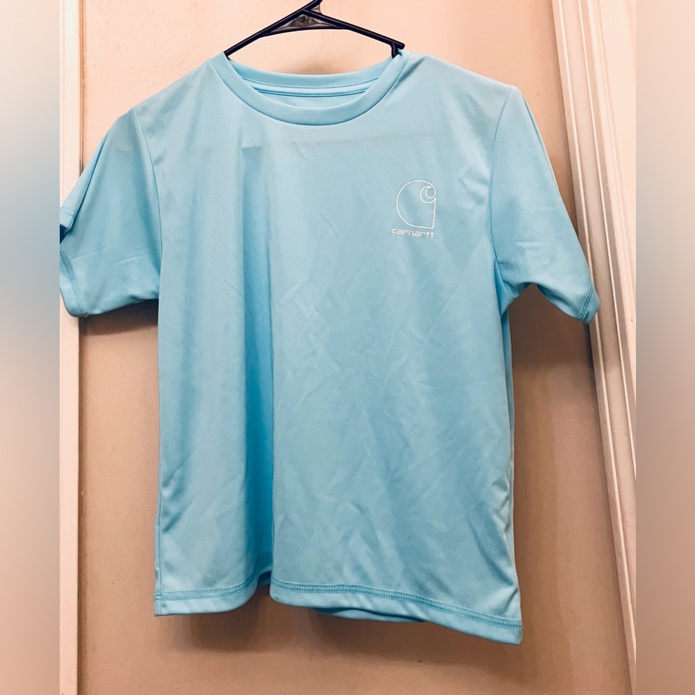 Girls Carhartt Sky Blue Uv protection Short Tee Size 12 Never Worn - Picture 2 of 3